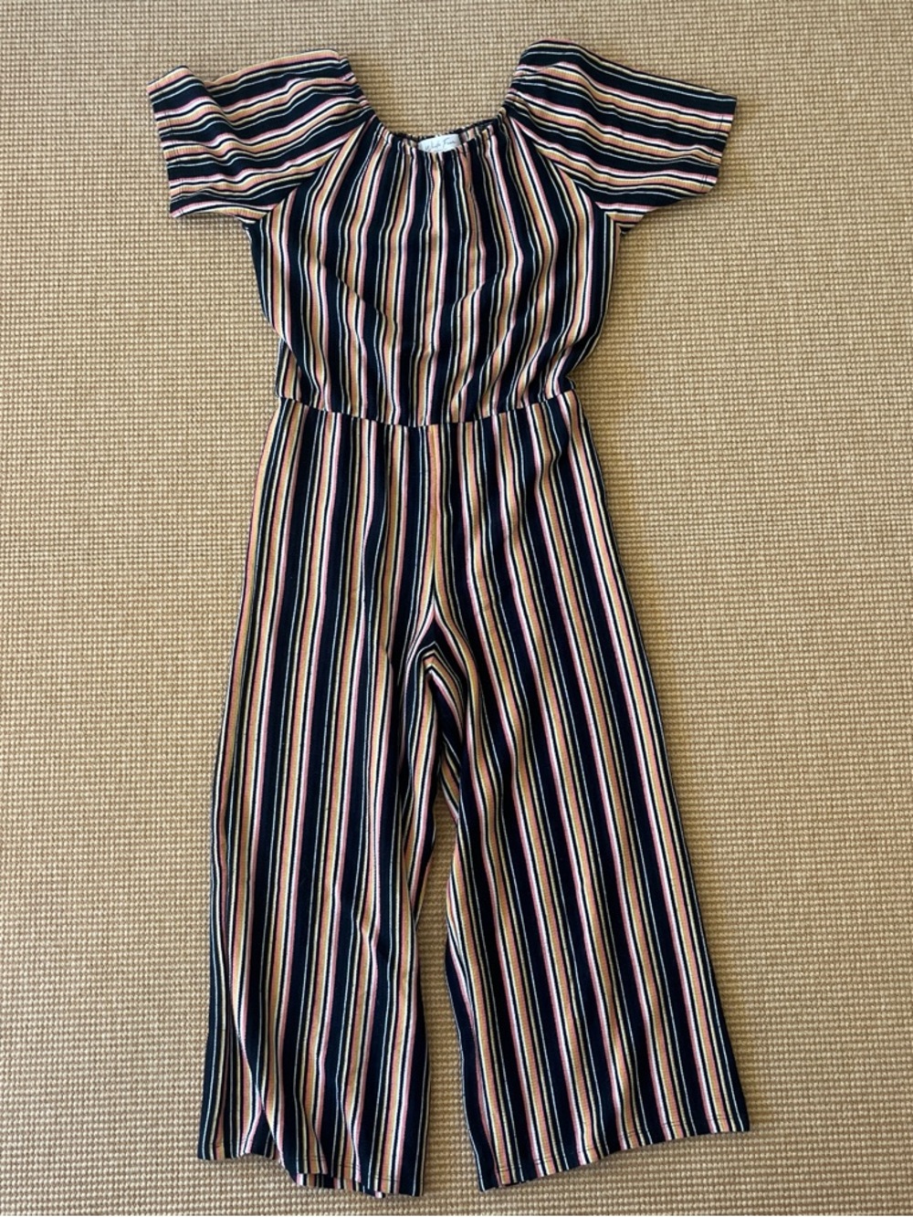 Striped Wide-Leg Jumpsuit in Navy, Pink & Cream